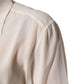 Off White Collared Long Sleeves Blouse Top