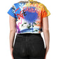 Multicolor Graffiti Crystals Crop Jersey Top