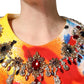 Multicolor Graffiti Crystals Crop Jersey Top