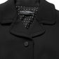 Black Collared Short Sleeves Cropped Blouse Top