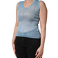 Blue Semi Sheer Ribbed Sleeveless Tank Top
