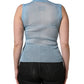 Blue Semi Sheer Ribbed Sleeveless Tank Top