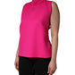 Hot Pink Wool Backless Sleeveless Tank Top