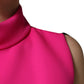 Hot Pink Wool Backless Sleeveless Tank Top