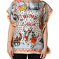 Multicolor Italy Scenes Graphic Silk Top