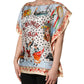 Multicolor Italy Scenes Graphic Silk Top