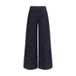 Blue Cotton Casual Pants