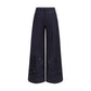 Blue Cotton Casual Pants