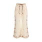 Beige Cotton Flared Pants