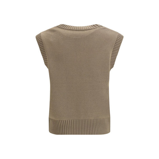 Beige Fleece Wool Sleeveles Sweater