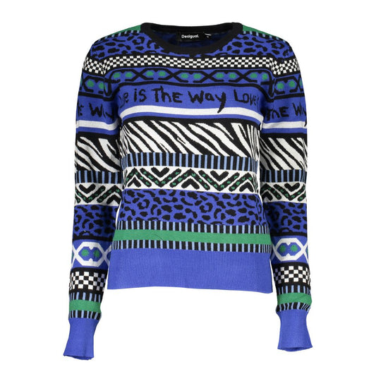 Blue Viscose Women Sweater