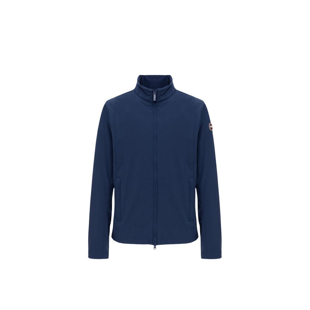 Blue Polyester Full-Length Jacket