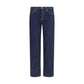 Blue Cotton Straight-Leg Jeans