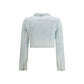 Blue Cotton Biker Jacket
