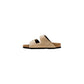 Beige Leather Flat Sandals