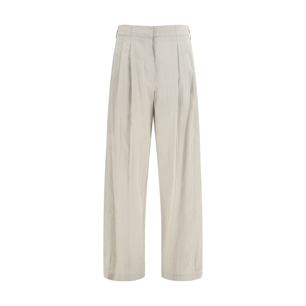 Gray Silk Casual Pants