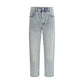 Blue Cotton Straight-Leg Jeans