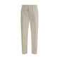 Beige Cotton Casual Pants
