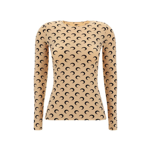 Beige Polyamide Long Sleeve T-Shirt