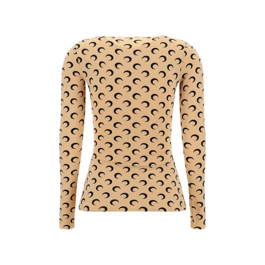 Beige Polyamide Long Sleeve T-Shirt