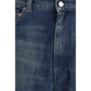 Blue Cotton Straight-Leg Jeans