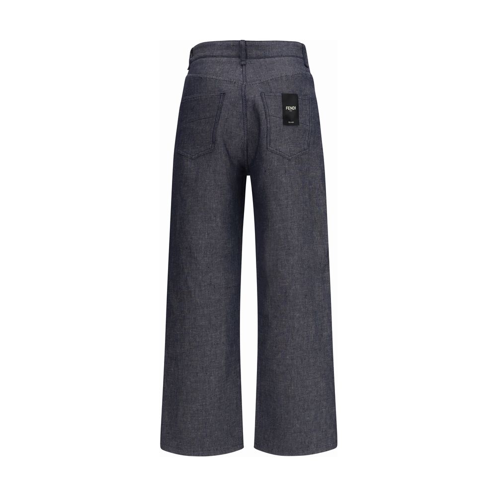 Blue Linen Relaxed Fit Jeans