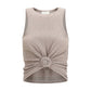 Beige Lyocell Sleeveles T-Shirt