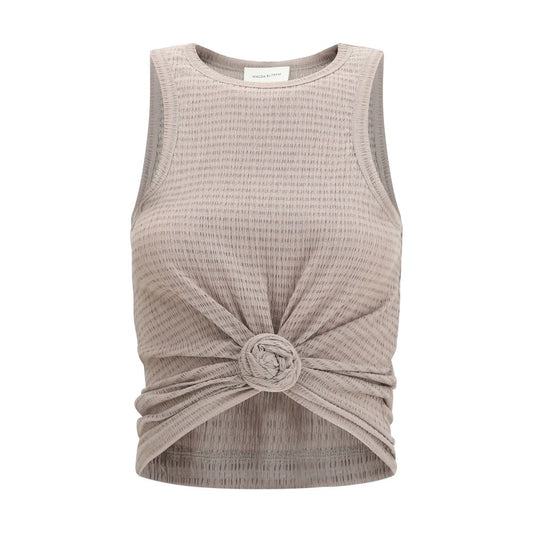 Beige Lyocell Sleeveles T-Shirt