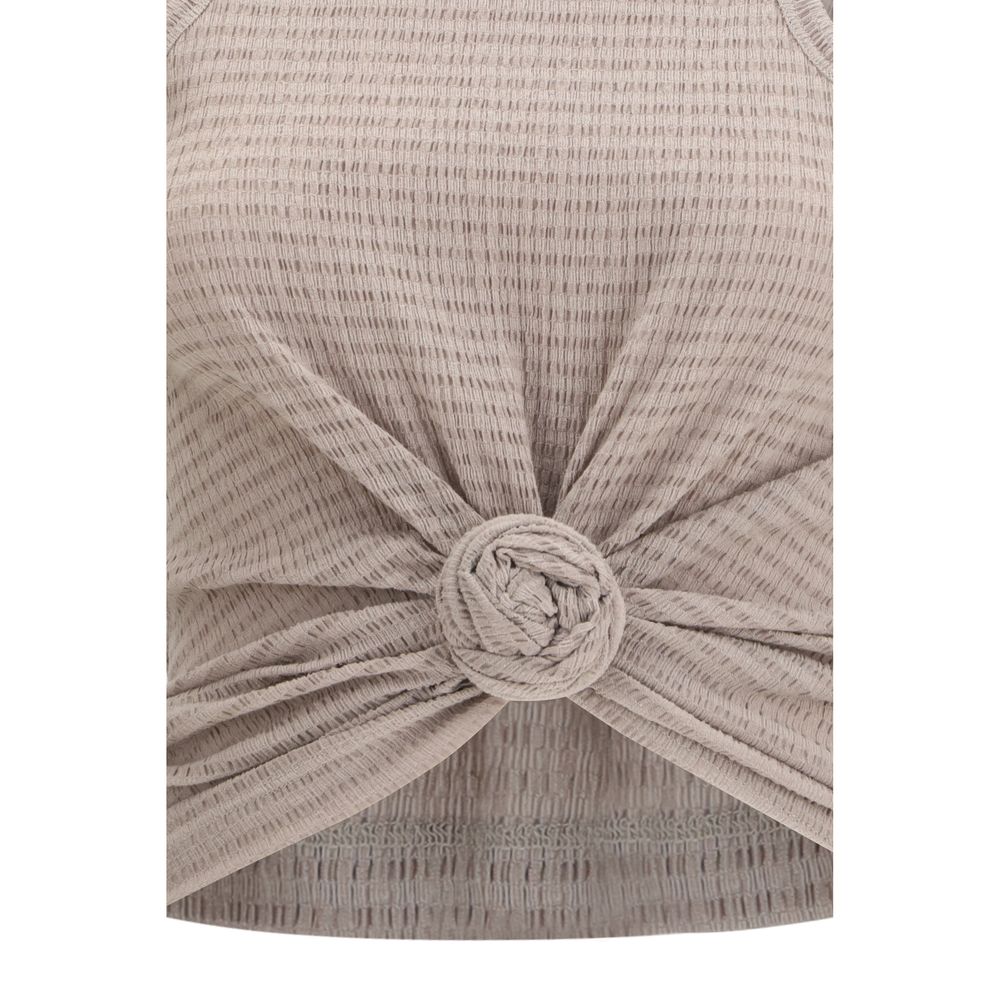 Beige Lyocell Sleeveles T-Shirt