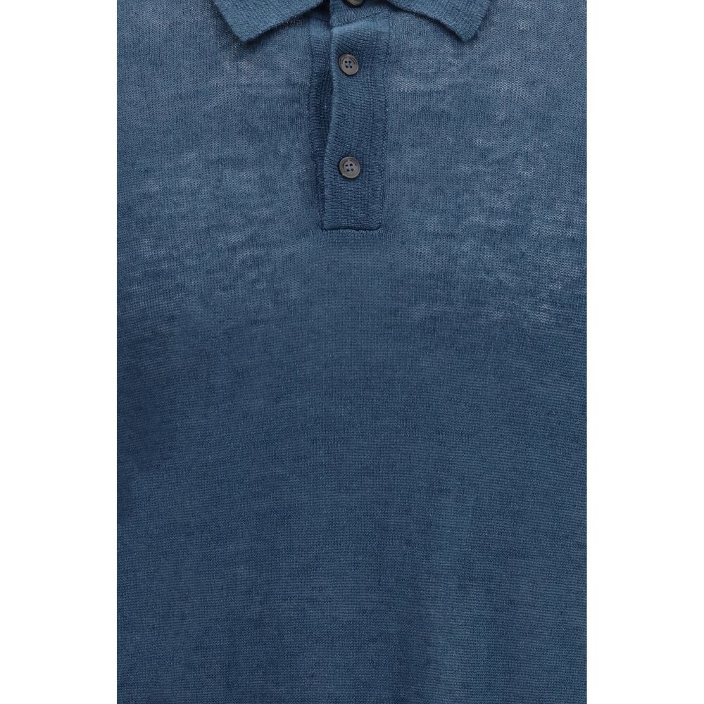 Blue Linen Polo Shirt