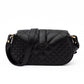 Black Leather Quilted Shoulder Strap Bag