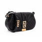 Black Leather Quilted Shoulder Strap Bag