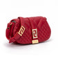 Red Leather Quilted Shoulder Strap Bag