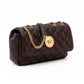 Brown Quilted Leather Shoulder Strap Bag