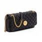 Black Quilted Leather Shoulder Strap Bag