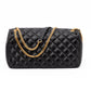 Black Quilted Leather Shoulder Strap Bag