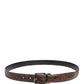 Brown Leather Silver Tone Metal Buckle Belt