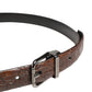 Brown Leather Silver Tone Metal Buckle Belt