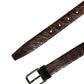 Brown Leather Silver Tone Metal Buckle Belt