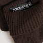 Brown Cashmere Knitted Elbow Length Mitten Gloves