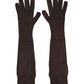 Brown Cashmere Knitted Elbow Length Mitten Gloves