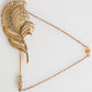 Gold Sterling Silver925 Leaf Embellished Lapel Pin Brooch
