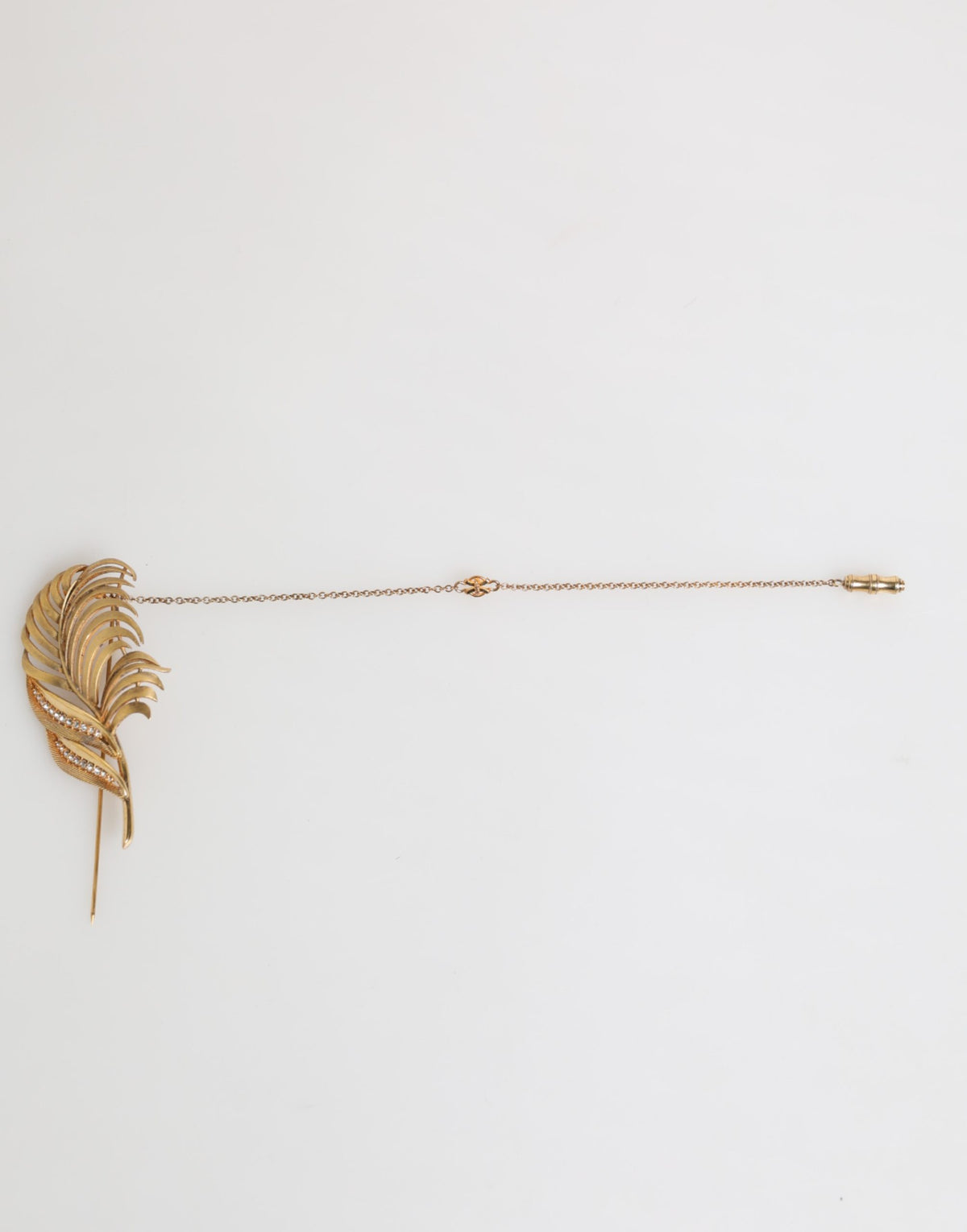 Gold Sterling Silver925 Leaf Embellished Lapel Pin Brooch