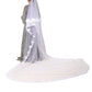 White Floral Lace Nylon Floor Length Long Wedding Veil