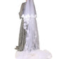 White Floral Lace Nylon Floor Length Long Wedding Veil