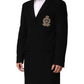 Black Heraldic Patch Single Breasted Blazer Jacket