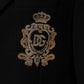 Black Heraldic Patch Single Breasted Blazer Jacket