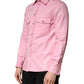 Pink Cotton Collared Men Button Down Shirt