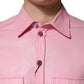 Pink Cotton Collared Men Button Down Shirt