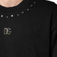 Black Embellished Cotton Sweatshirt Sweater